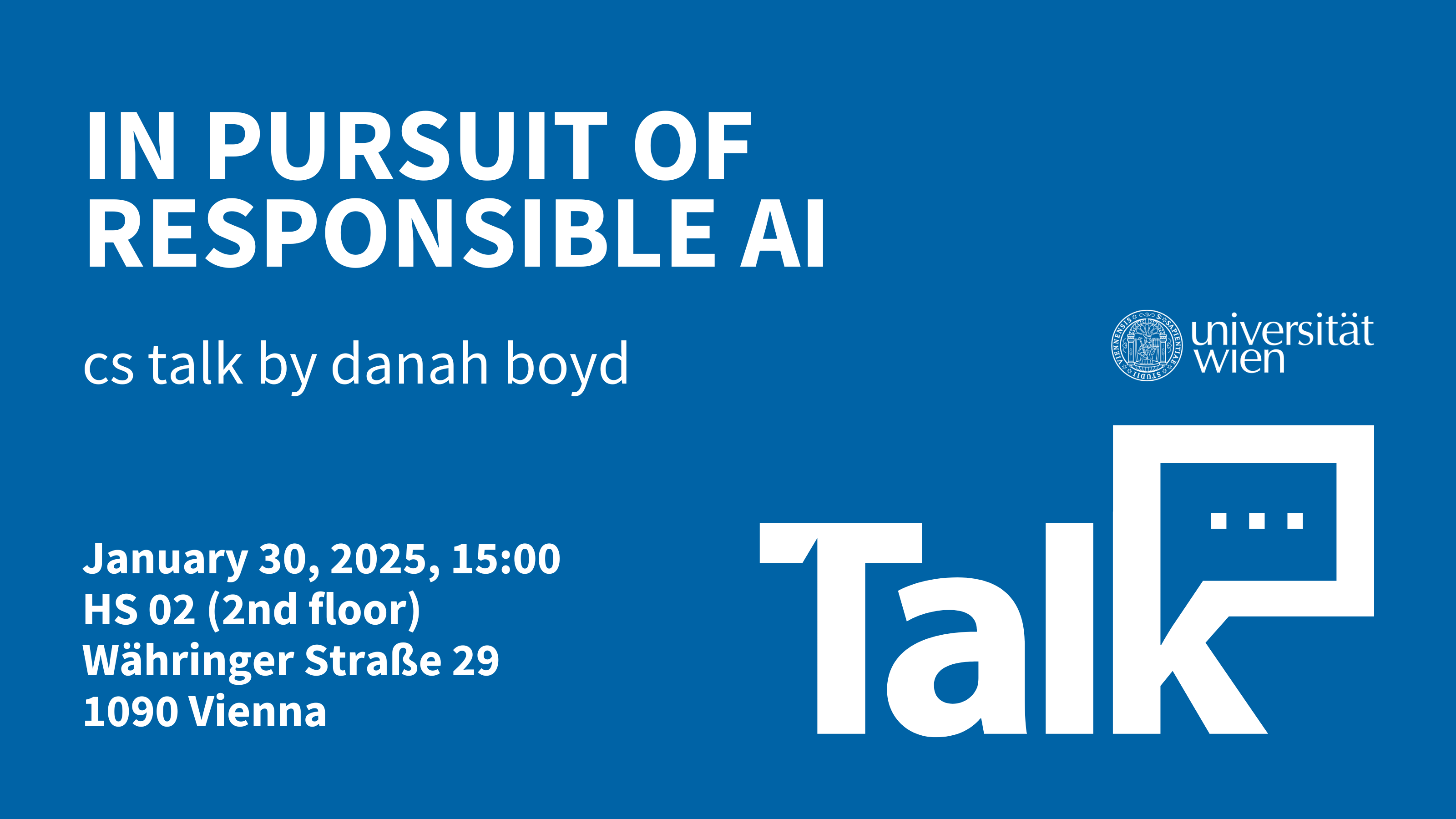 Invitation to the talk by danah boyd on January 30, 2025.